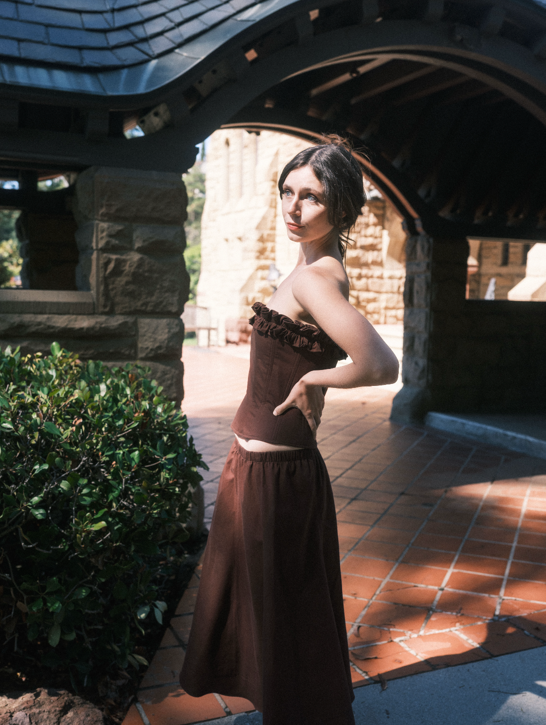 cigarette skirt FIELD SKIRT IN TOBACCO