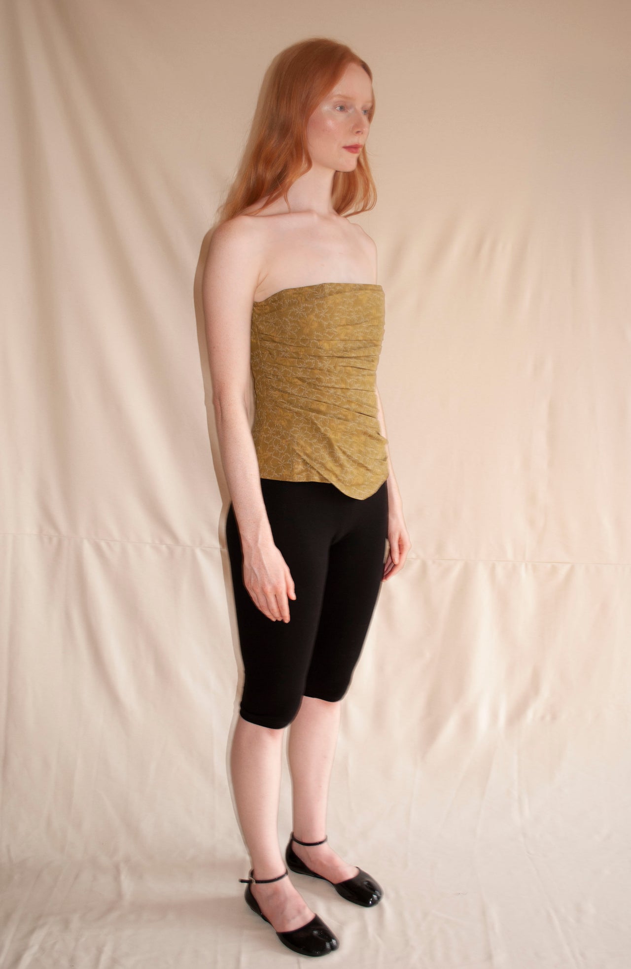 FLUTTER WRAP CORSET TOP IN MOSS MEADOW