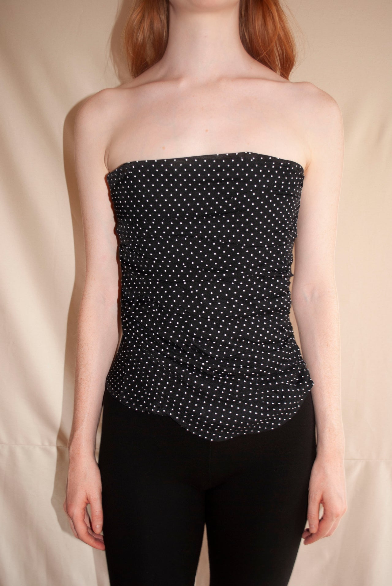 FLUTTER CORSET IN PASTILLE POLKA DOT