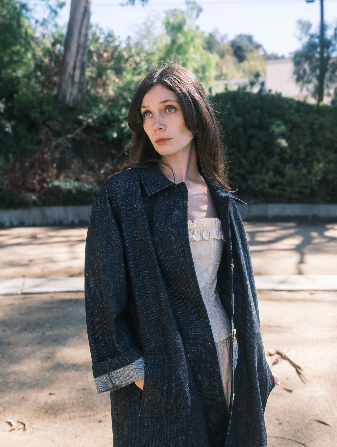 CASTLE COAT IN DENIM BLUE