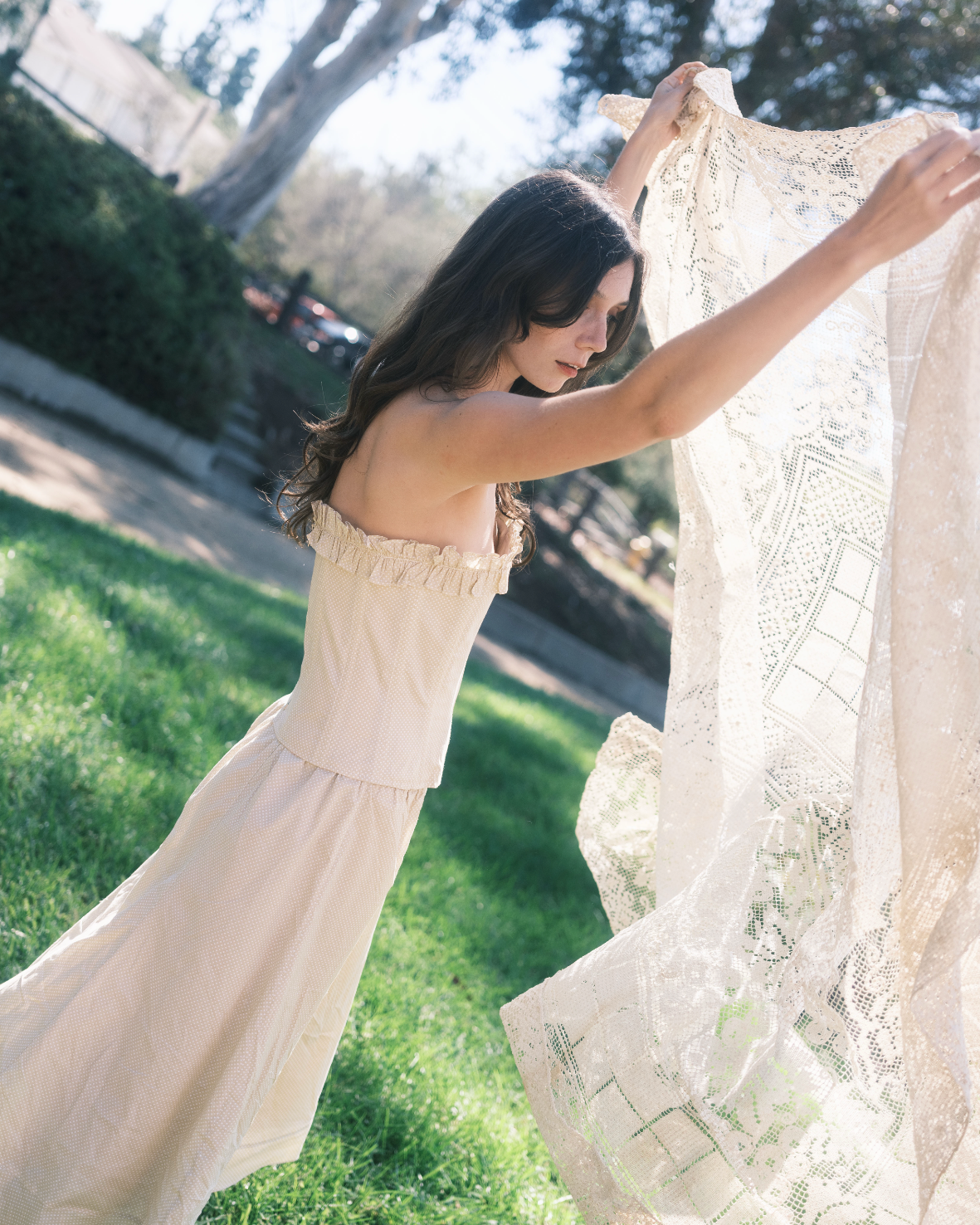 FIELD TOP IN BLUSH DOT