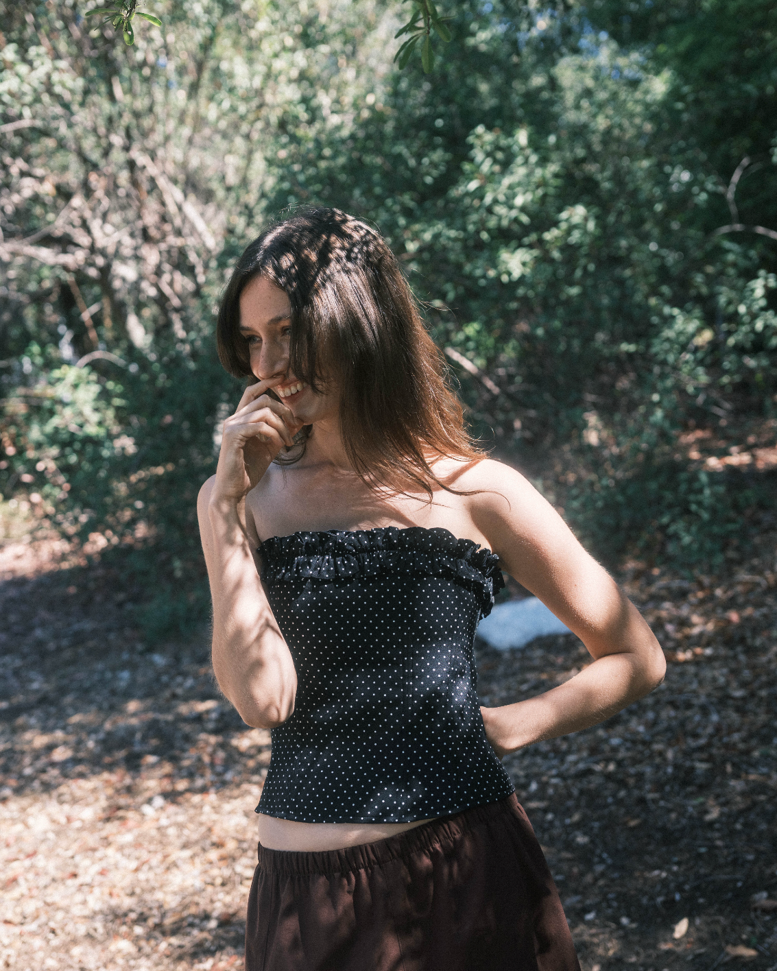 FIELD TOP IN PASTILLE POLKA DOT